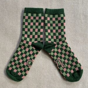 Catherin tough Lambswool Socks Green Pink