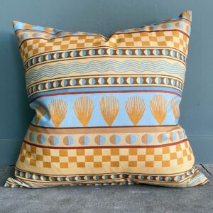 Mochaware cushion with fabric designed by Marion Elliot