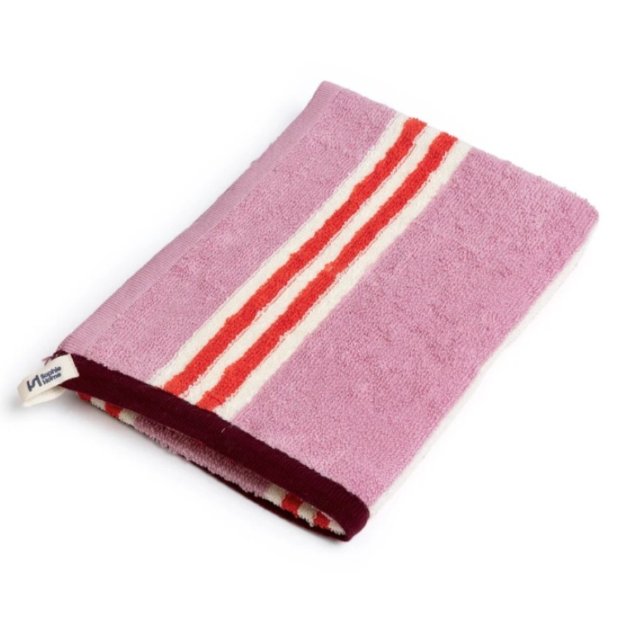Striped Terry Hand Towel Pink