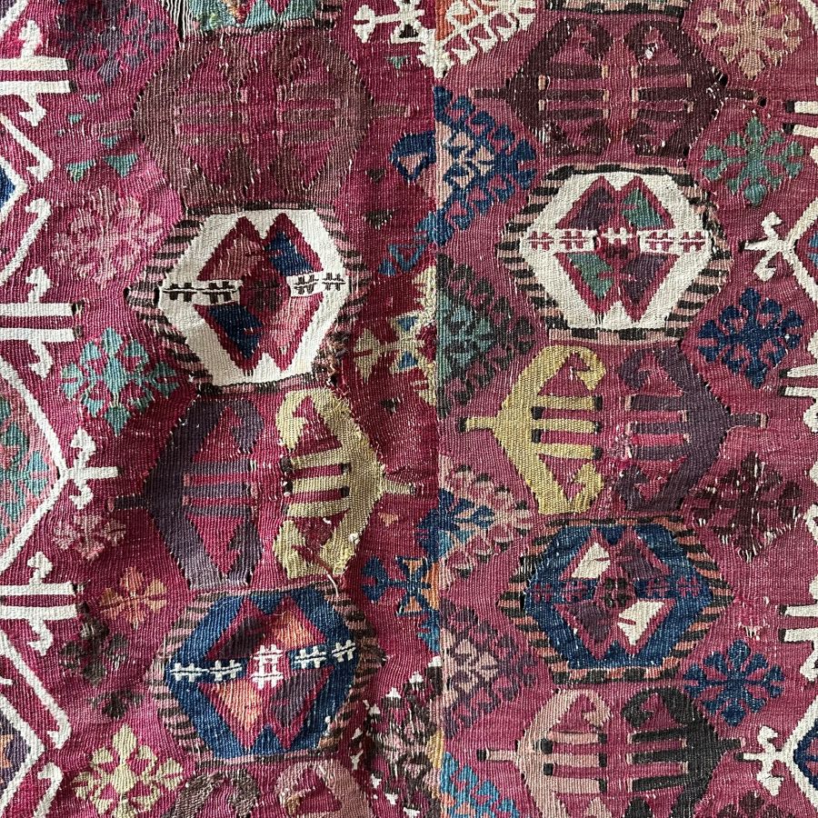 Antique Kilim soft worn colours