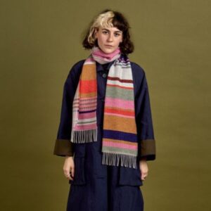 Lambswool Striped Angus Scarf Strawberry - Image 2
