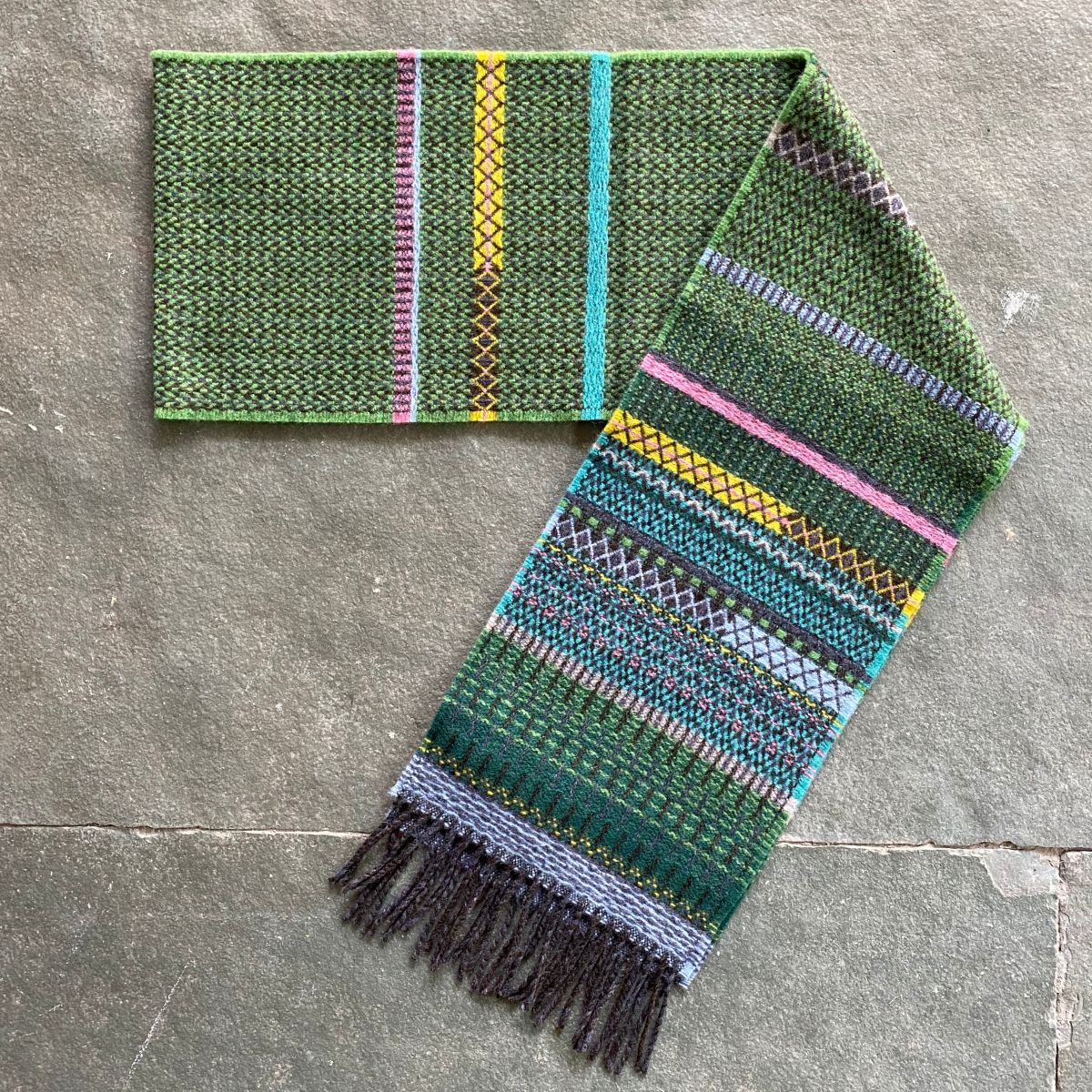 Lambswool Striped Noah Scarf Fern - Image 2