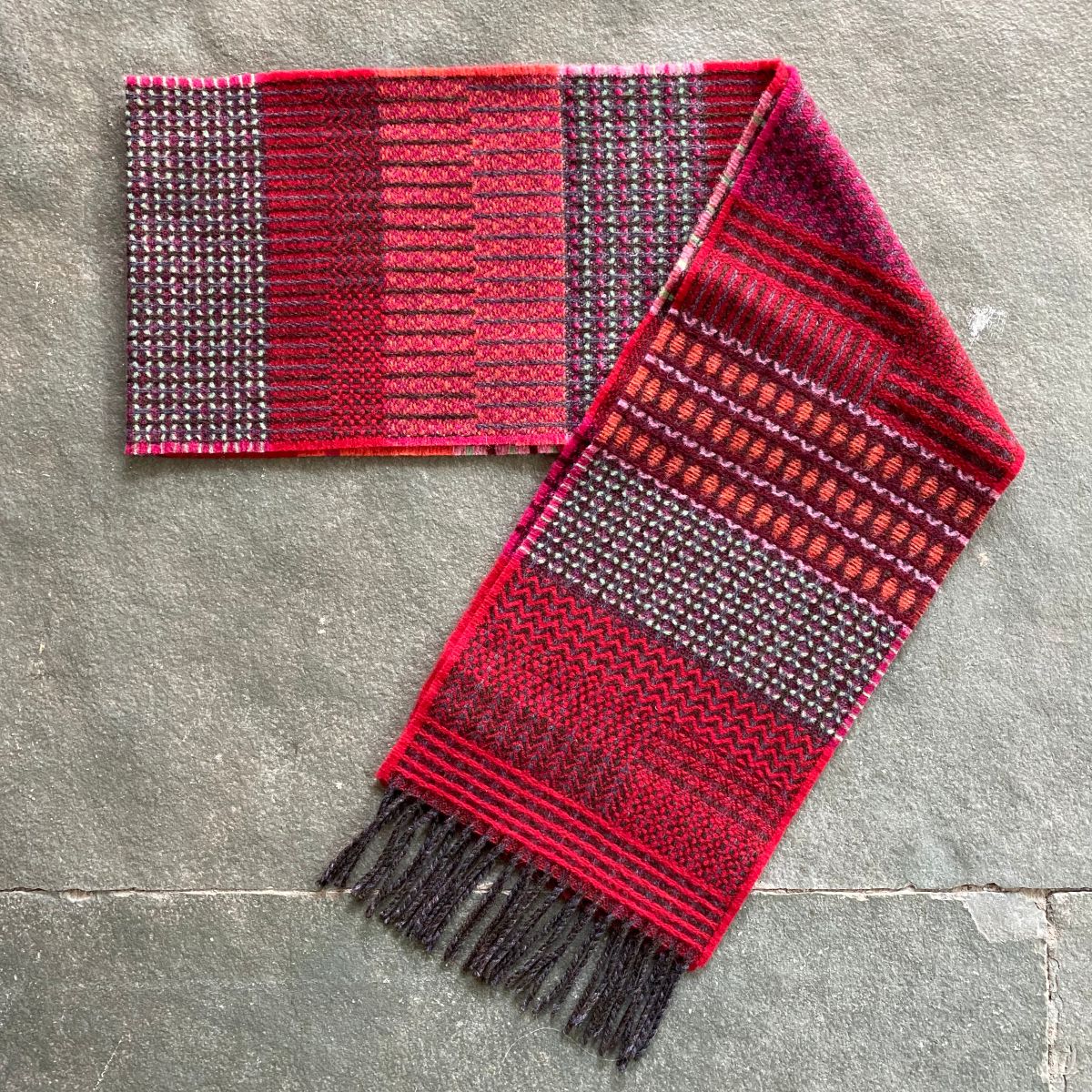 Lambswool Striped Walton Scarf Radish - Image 2