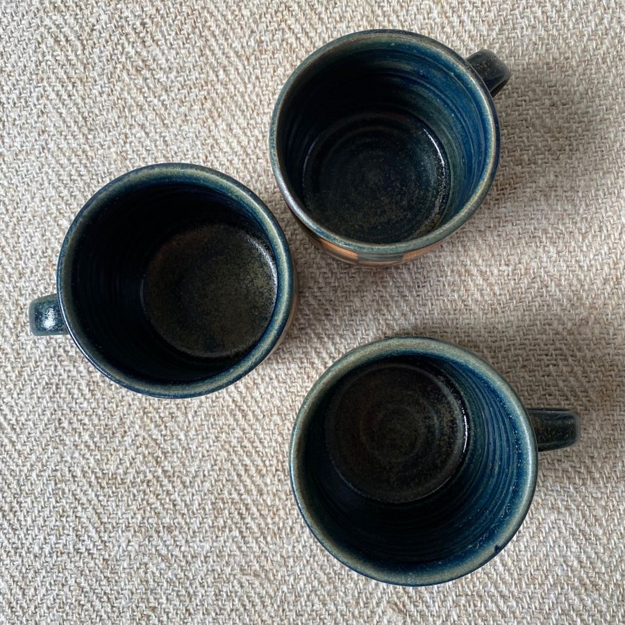 Edmund Davies Checked Mugs Blue EDMU1