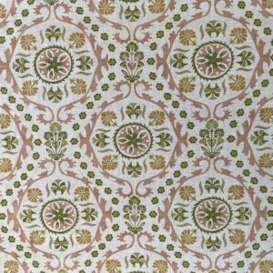 Extra Wide Eden Suzani fabric in green, gold & pink