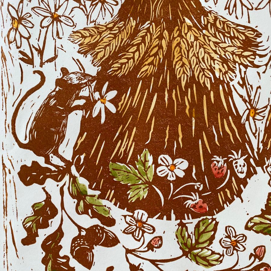 Jen Whiskerd Original Print hung on white wall