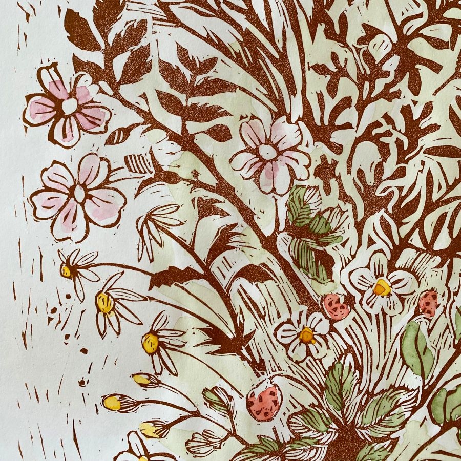 Jen Whiskerd Hand-Coloured Print - Tussie Mussie