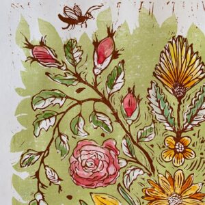 Jen Whiskerd Hand-Coloured Print - Elizabethan Flower Vase - Image 2