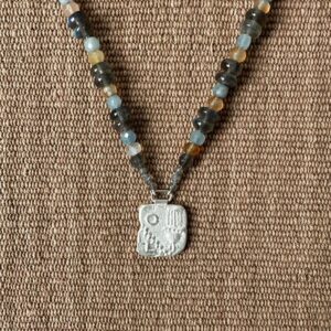 Carnelian & Aquamarine necklace with Silver Pendant M4 - Image 4