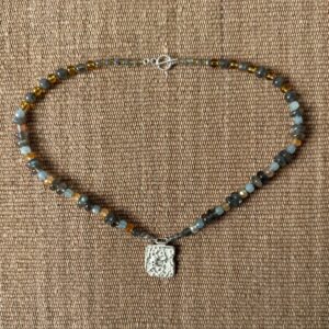 Carnelian & Aquamarine necklace by Clare de la Torre