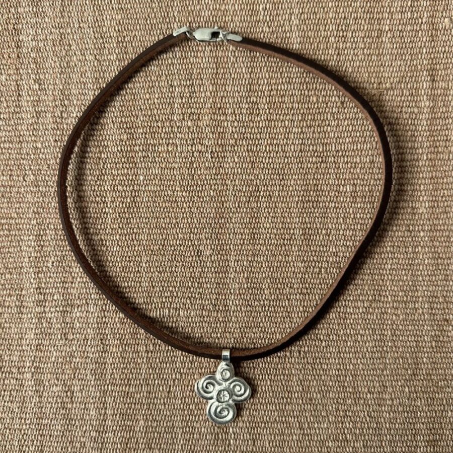 Silver Scroll Thong Necklace M6