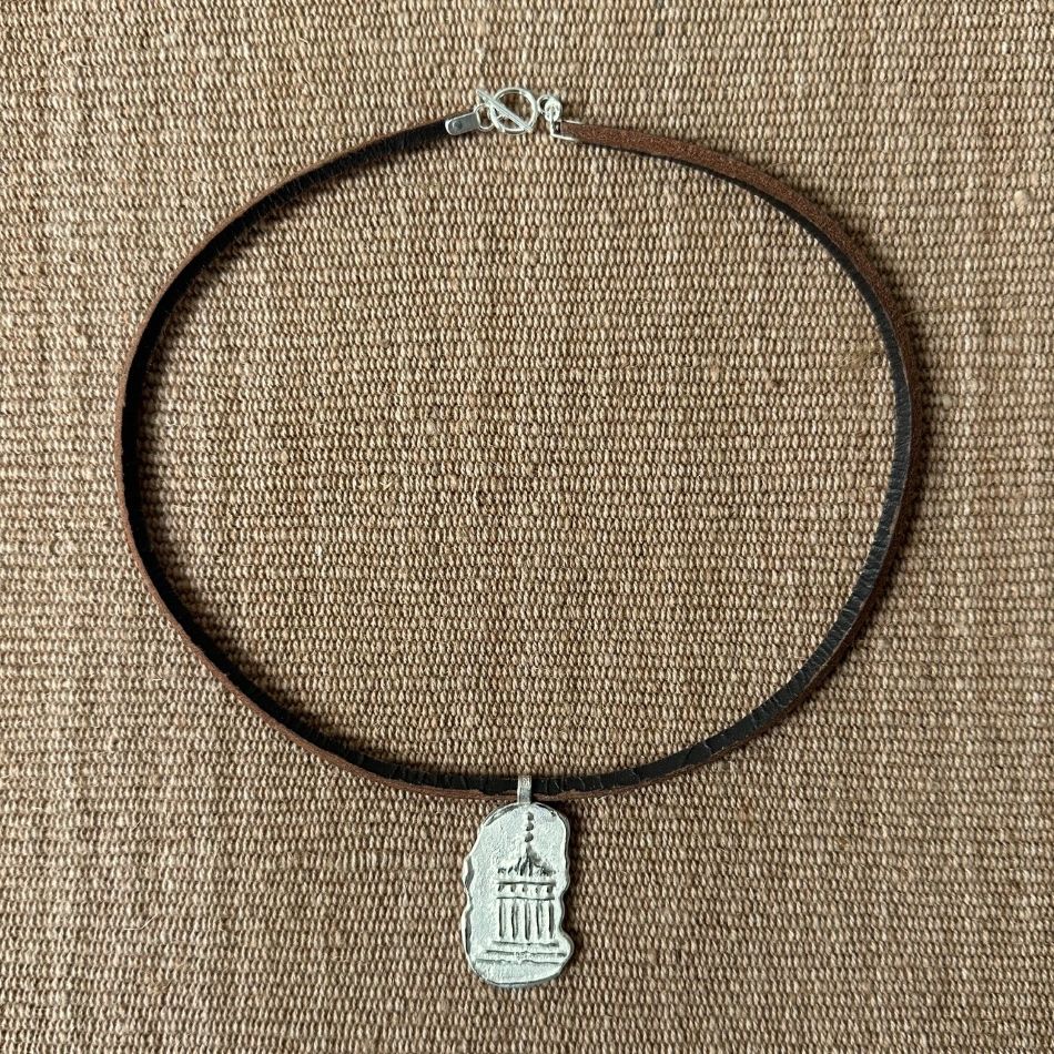 Silver Temple Thong Necklace M8 - Image 3