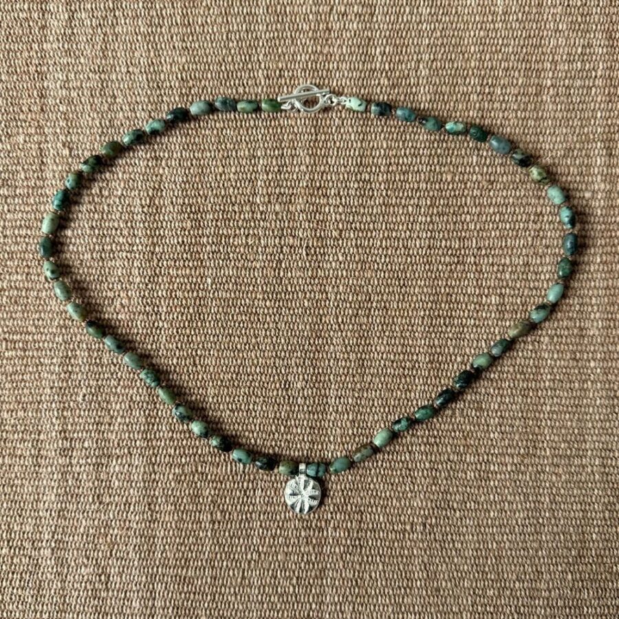 Primitive Cross African Turquoise Necklace M9