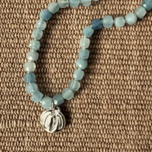 Silver Seed Pendant with Aquamarine Necklace M22 - Image 3