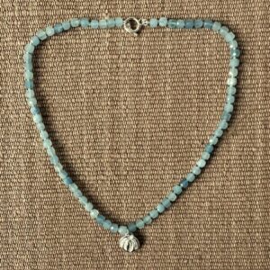 Silver Seed Pendant with Aquamarine Necklace M22 - Image 2