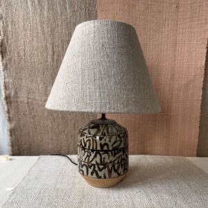 Pottery lamp with shade