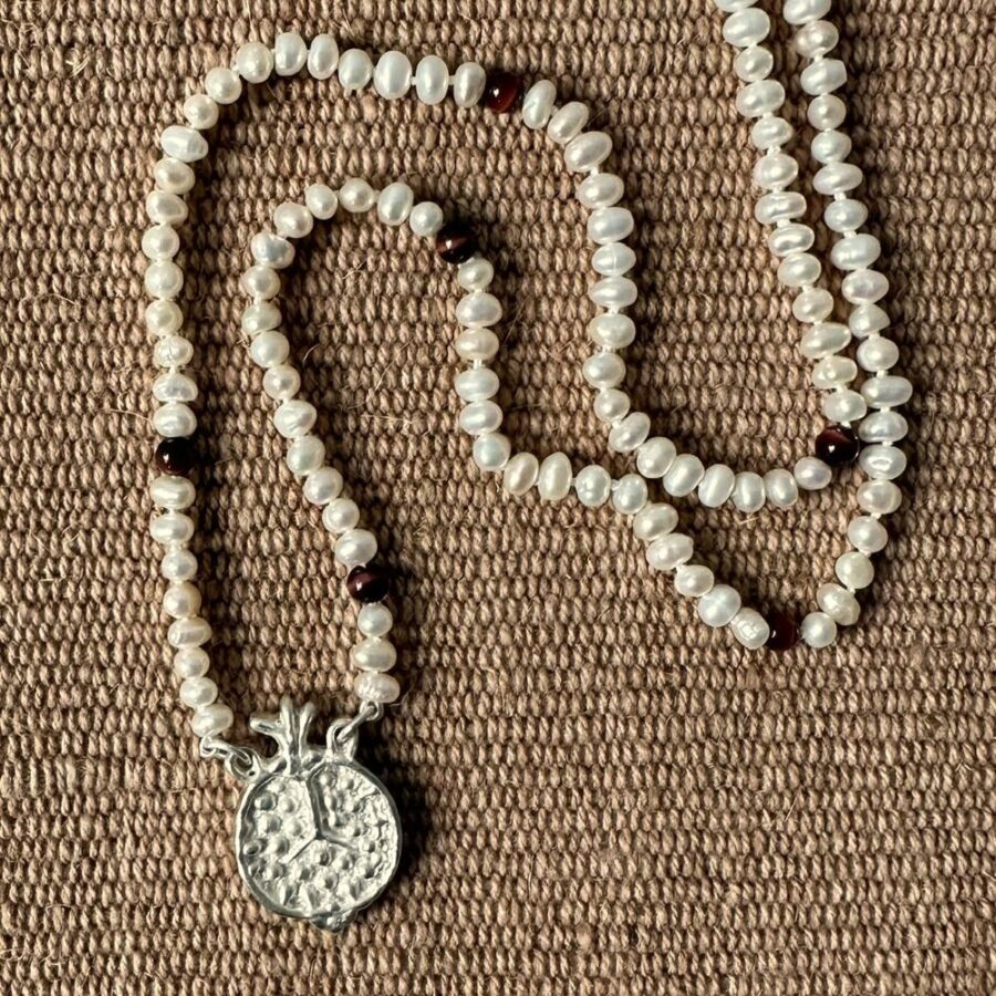 Silver pomegranate necklace