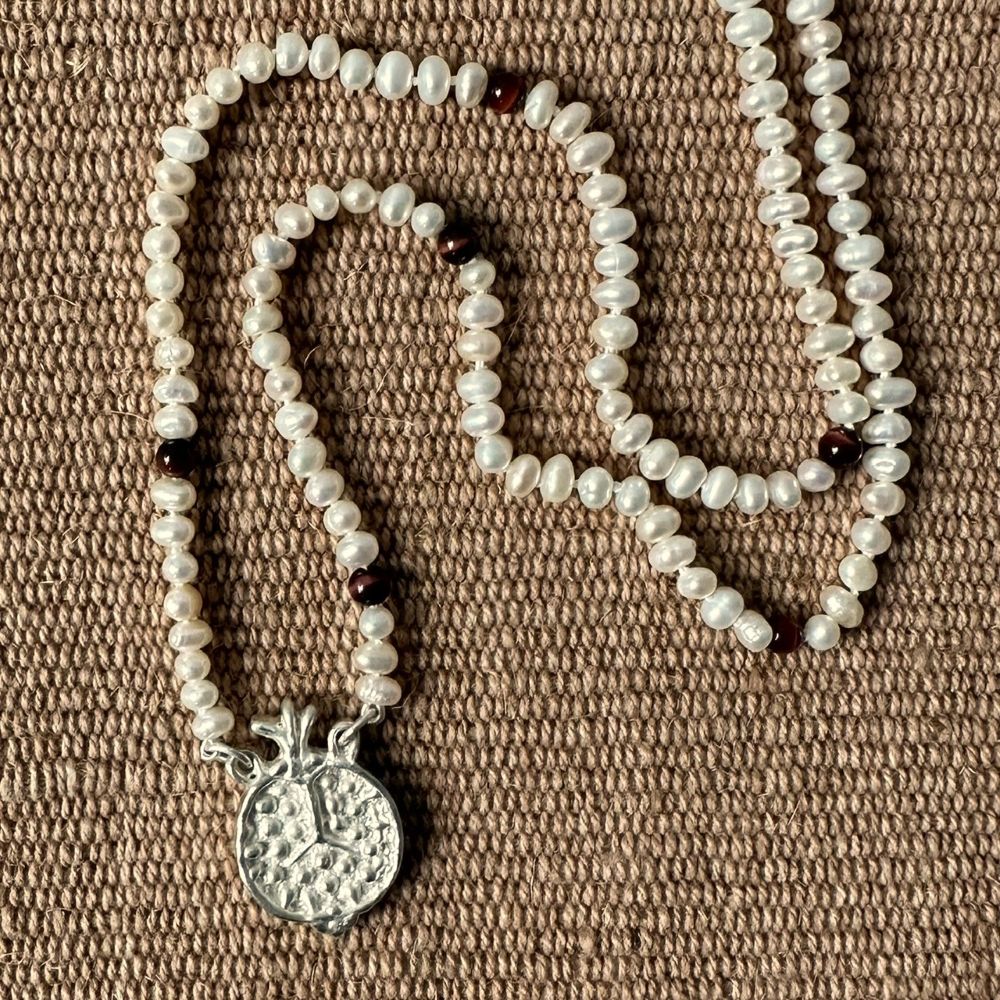 Silver pomegranate necklace